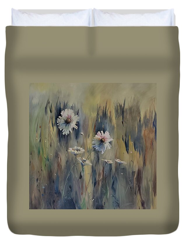 Wildflowers Duvet Cover featuring the painting Wild Daisies by Sheila Romard