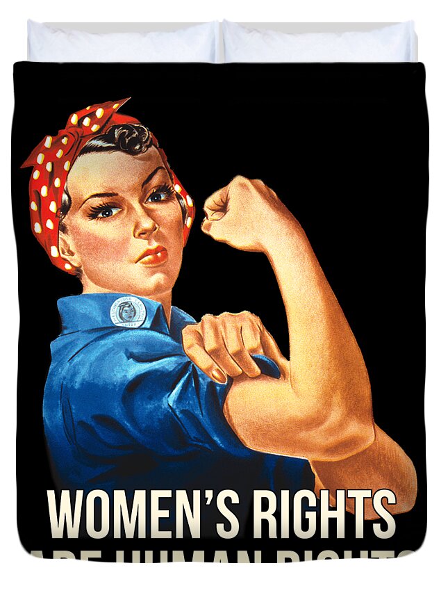 Funny Duvet Cover featuring the digital art Womens Rights Are Human Rights #2 by Flippin Sweet Gear