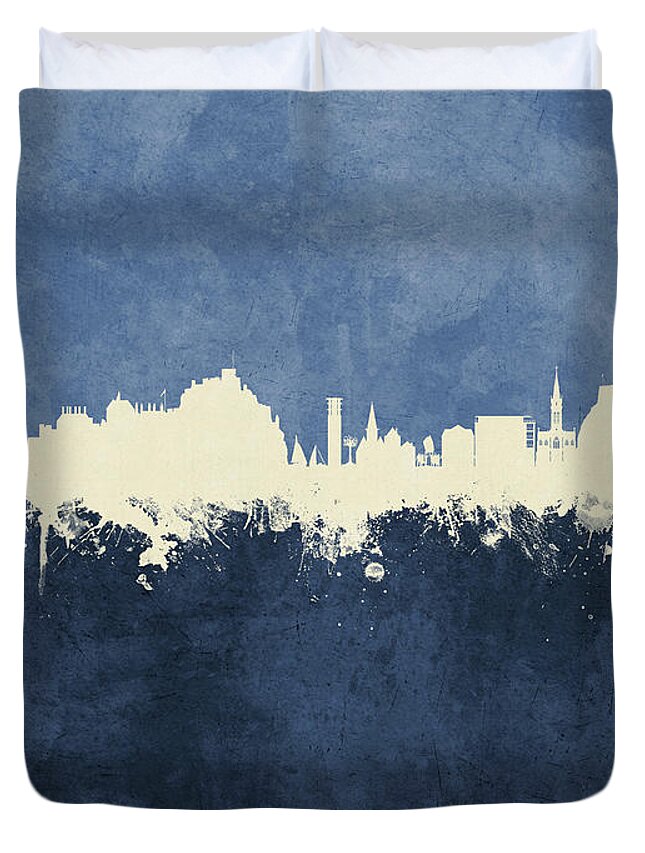 Jersey Duvet Cover featuring the digital art Jersey Channel Islands Skyline by Michael Tompsett