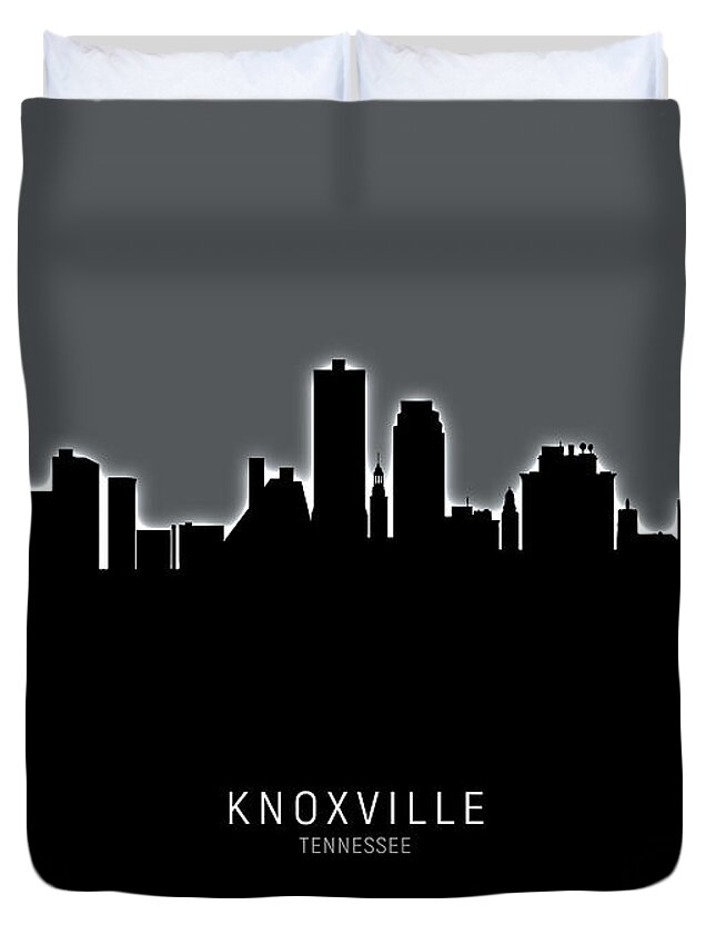 Knoxville Duvet Cover featuring the digital art Knoxville Tennessee Skyline #20 by Michael Tompsett