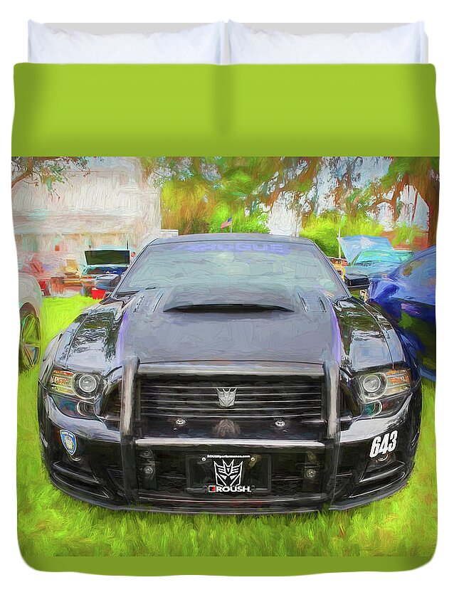 2013 Black Ford Roush Stage 3 Mustang Rs3 Duvet Cover featuring the photograph 2013 Ford Roush Stage 3 Mustang RS3 X204 by Rich Franco