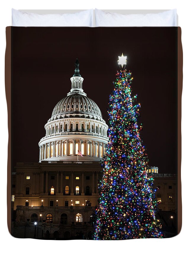 Christmas Duvet Cover featuring the photograph 2018 Capitol Tree by Erika Fawcett