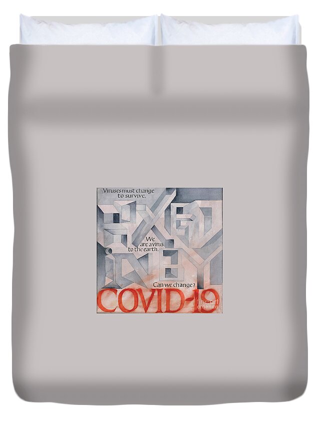 Covid-19 Duvet Cover featuring the painting 2020 by Sid Freeman