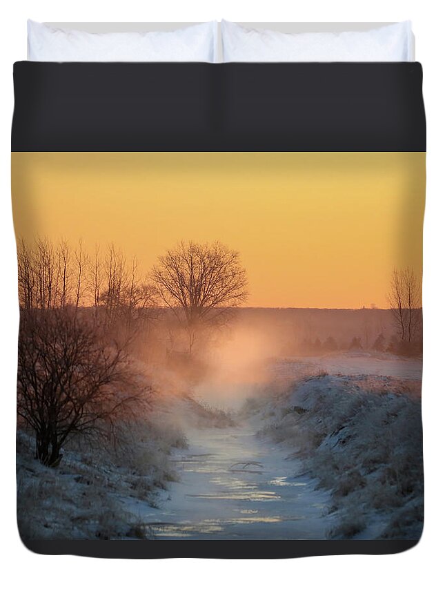 Sunrise Duvet Cover featuring the photograph 21 below Sunrise by Brook Burling