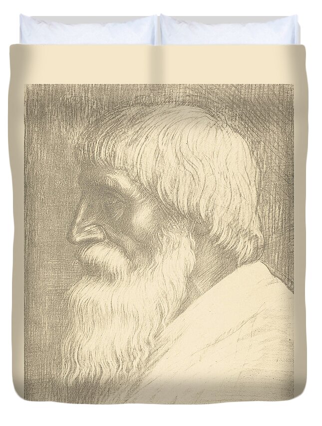 Duvet Cover featuring the drawing Head of a Man #21 by Alphonse Legros