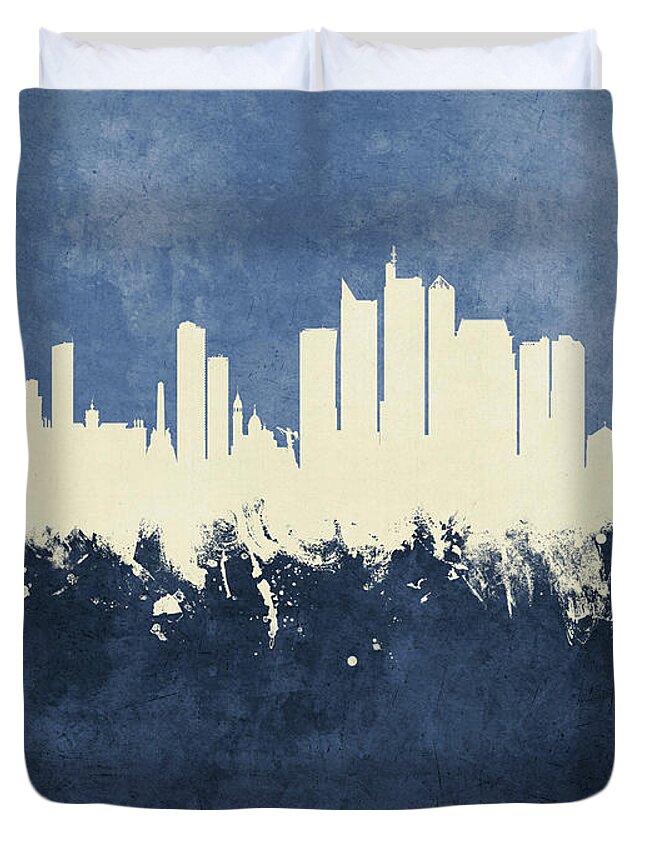 Manila Duvet Cover featuring the digital art Manila Philippines Skyline by Michael Tompsett