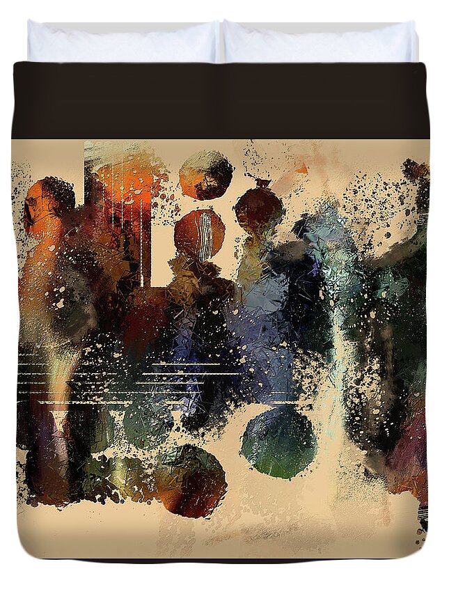 Abstract Duvet Cover featuring the digital art Harmony 2 by Marina Flournoy