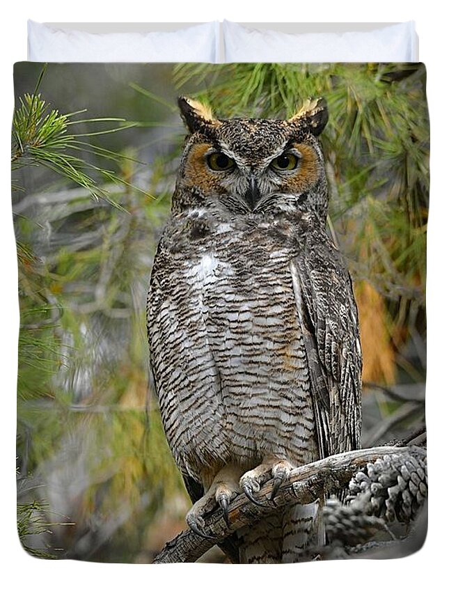 Great Horned Owl Duvet Cover featuring the digital art Great Horned Owl #23 by Tammy Keyes