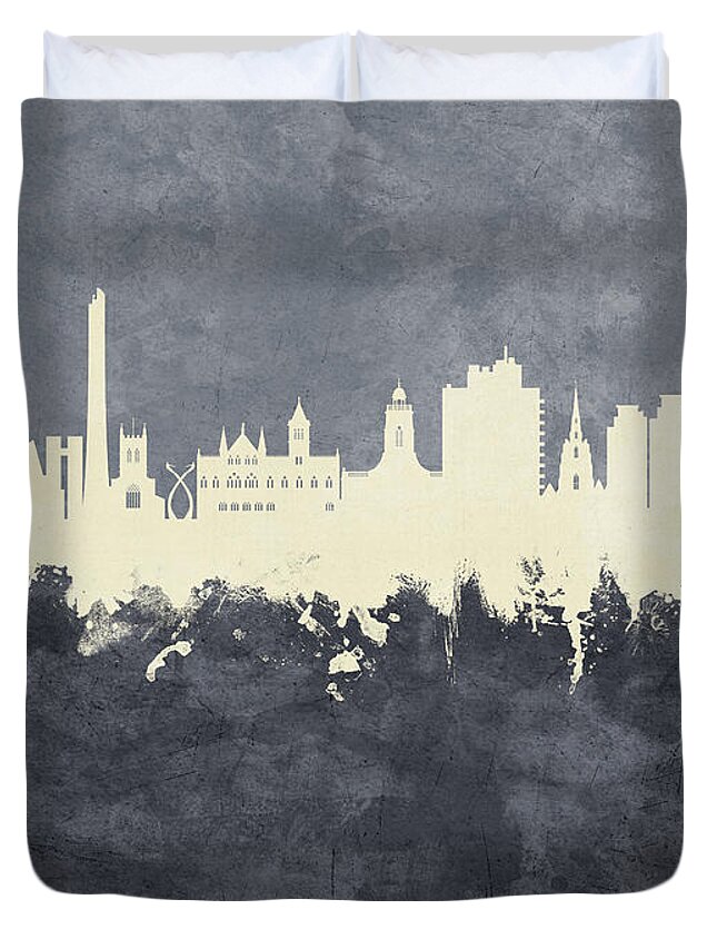 Northampton Duvet Cover featuring the digital art Northampton England Skyline by Michael Tompsett