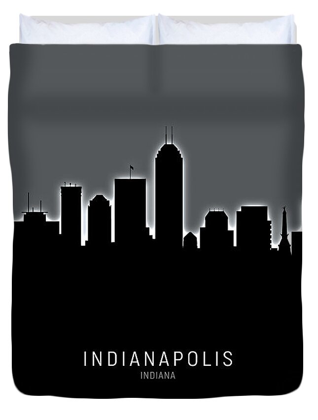 Indianapolis Duvet Cover featuring the digital art Indianapolis Indiana Skyline by Michael Tompsett
