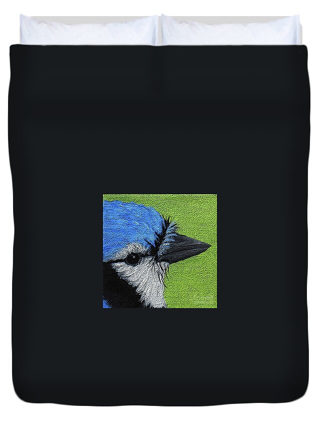 Bird Duvet Cover featuring the painting 27 Blue Jay by Victoria Page