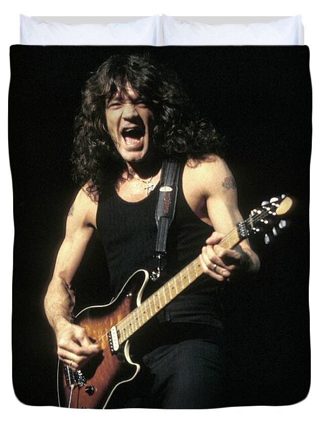 Musician Duvet Cover featuring the photograph Eddie Van Halen #40 by Concert Photos