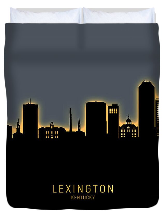 Lexington Duvet Cover featuring the digital art Lexington Kentucky Skyline by Michael Tompsett