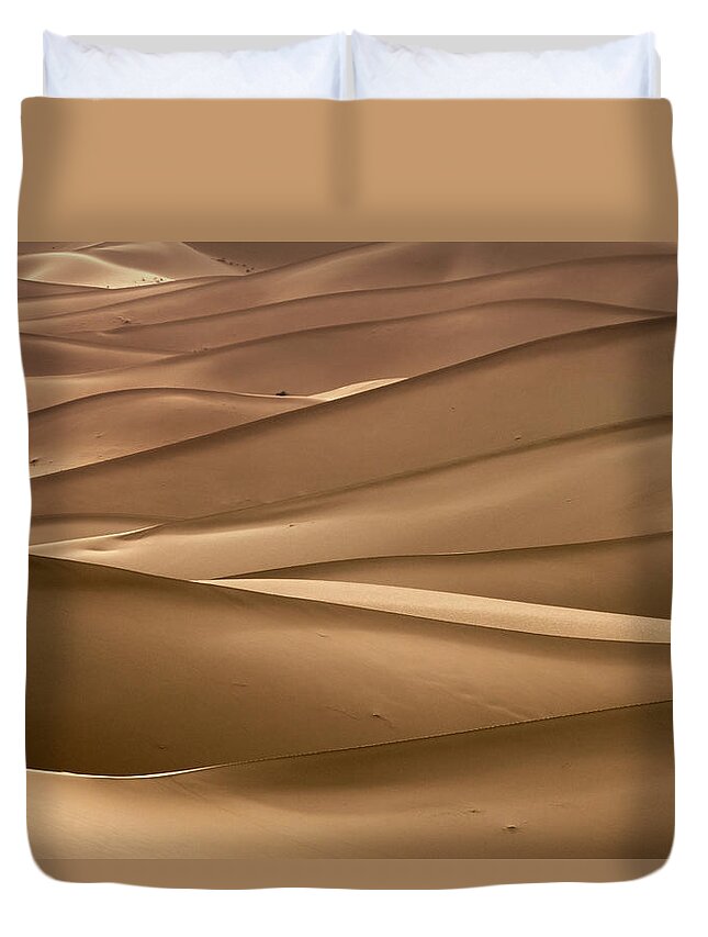 Desert Duvet Cover featuring the photograph Background with of sandy dunes in desert #3 by Mikhail Kokhanchikov
