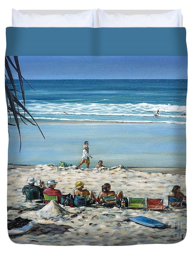 Beach Duvet Cover featuring the painting Burleigh Beach 220909 #3 by Selena Boron