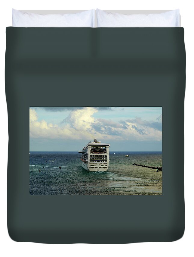 Cruise Duvet Cover featuring the photograph Caribbean Princess #3 by AE Jones