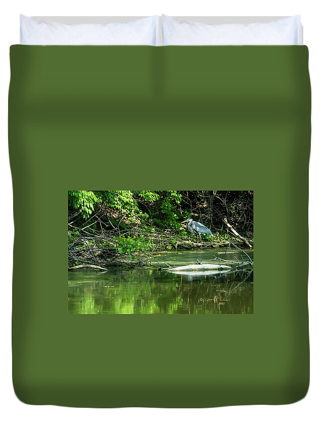 Great Blue Heron Duvet Cover featuring the photograph Great Blue Heron Hunting #3 by Ed Peterson