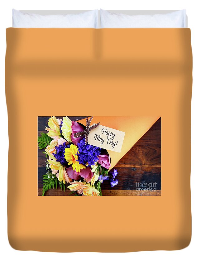 Blue Duvet Cover featuring the photograph Happy May Day traditional gift of Spring Flowers. #3 by Milleflore Images