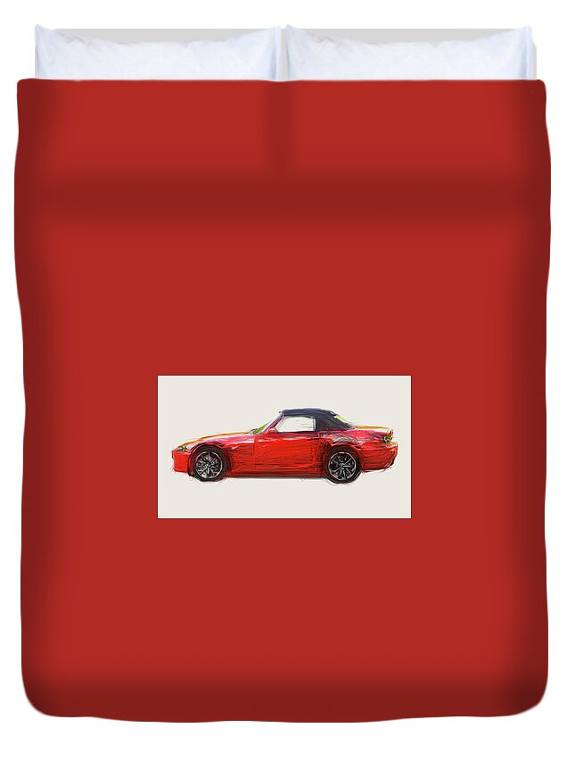 Honda Duvet Cover featuring the digital art Honda S2000 Car Drawing #3 by CarsToon Concept