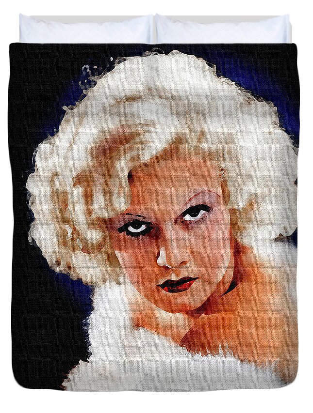 Jean Duvet Cover featuring the painting Jean Harlow #5 by Movie World Posters
