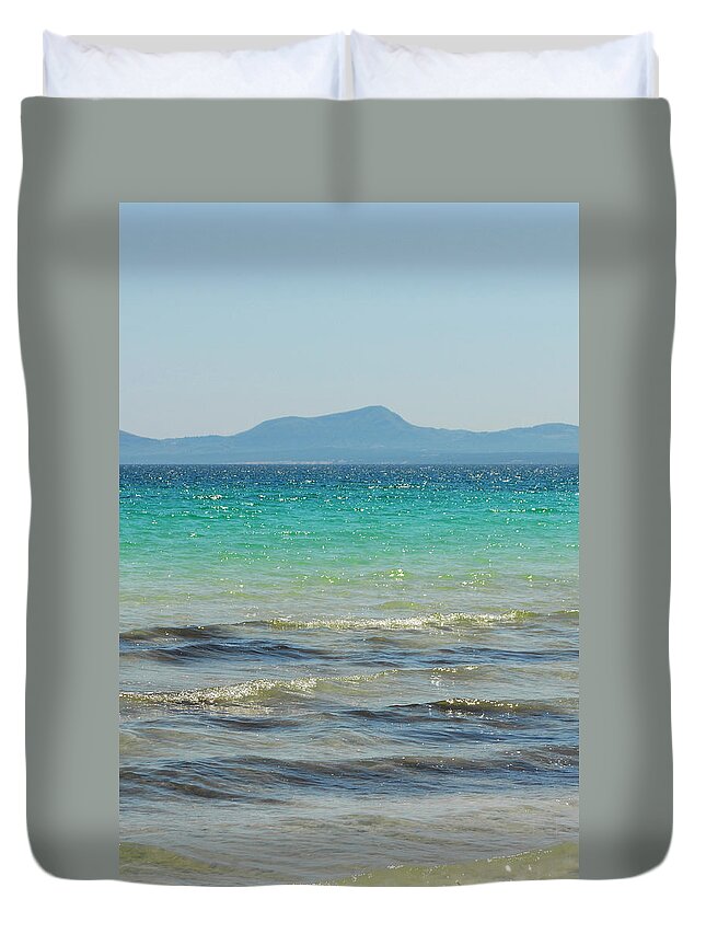 Blue Duvet Cover featuring the photograph Mallorca island in Spain #3 by Severija Kirilovaite