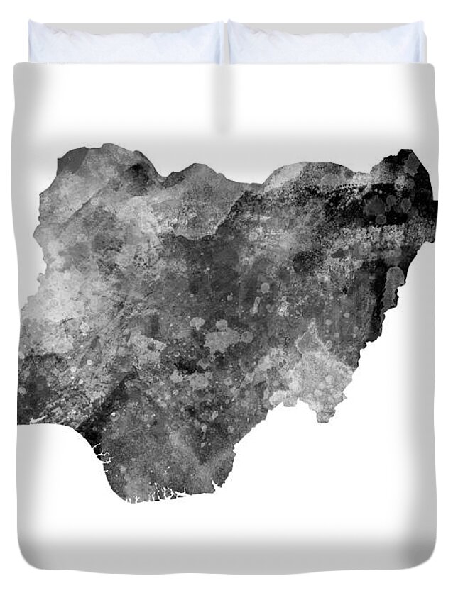 Nigeria Duvet Cover featuring the digital art Nigeria Watercolor Map by Michael Tompsett