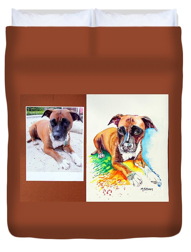 Duvet Cover featuring the painting Pet Portrait Commission #4 by Maria Barry
