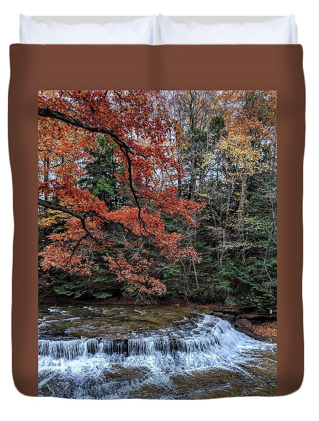 South Chagrin Reservation Duvet Cover featuring the photograph Quarry Rock Falls in the Fall by Brad Nellis