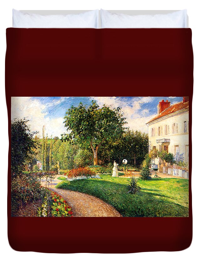 Camille Duvet Cover featuring the painting The Garden of Les Mathurins at Pontoise by Camille Pissarro