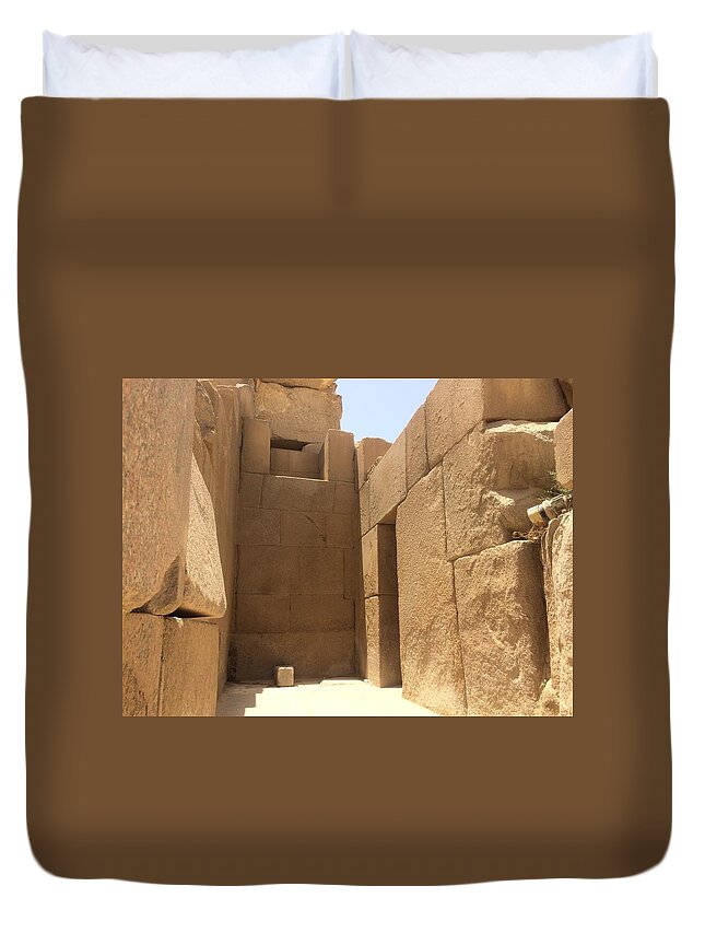 Giza Duvet Cover featuring the photograph Valley Temple, Giza, Egypt #3 by Trevor Grassi