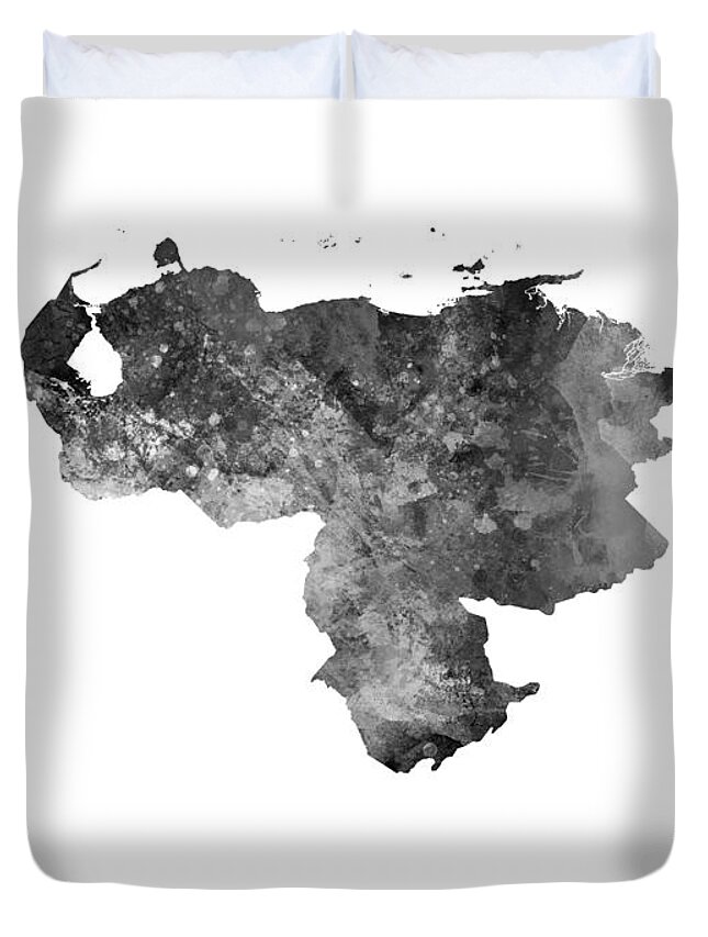 Venezuela Duvet Cover featuring the digital art Venezuela Watercolor Map by Michael Tompsett