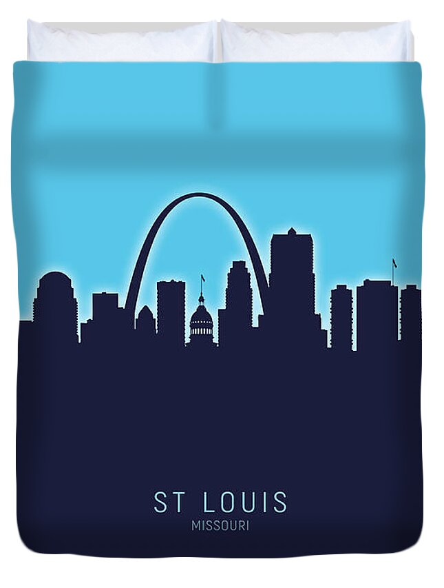 St Louis Duvet Cover featuring the digital art St Louis Missouri Skyline by Michael Tompsett