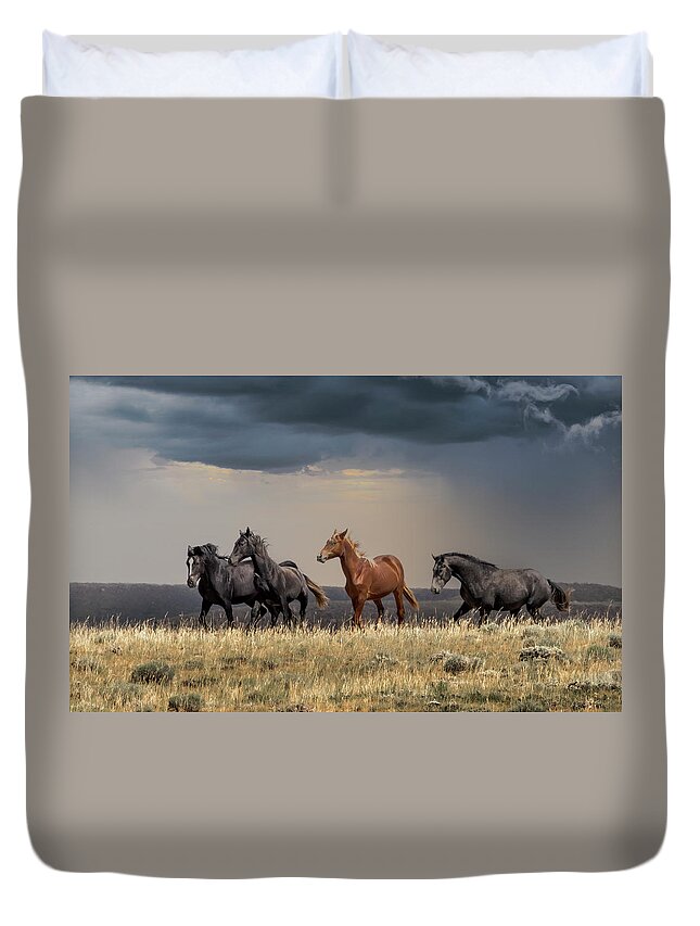 Horse Duvet Cover featuring the photograph Wild Horses #33 by Laura Terriere