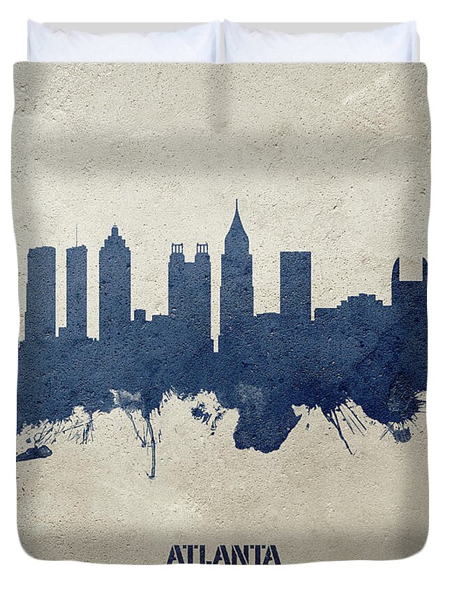 Atlanta Duvet Cover featuring the digital art Atlanta Georgia Skyline by Michael Tompsett