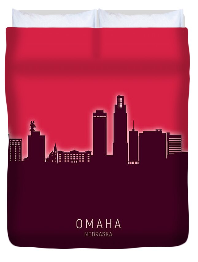 Omaha Duvet Cover featuring the digital art Omaha Nebraska Skyline by Michael Tompsett