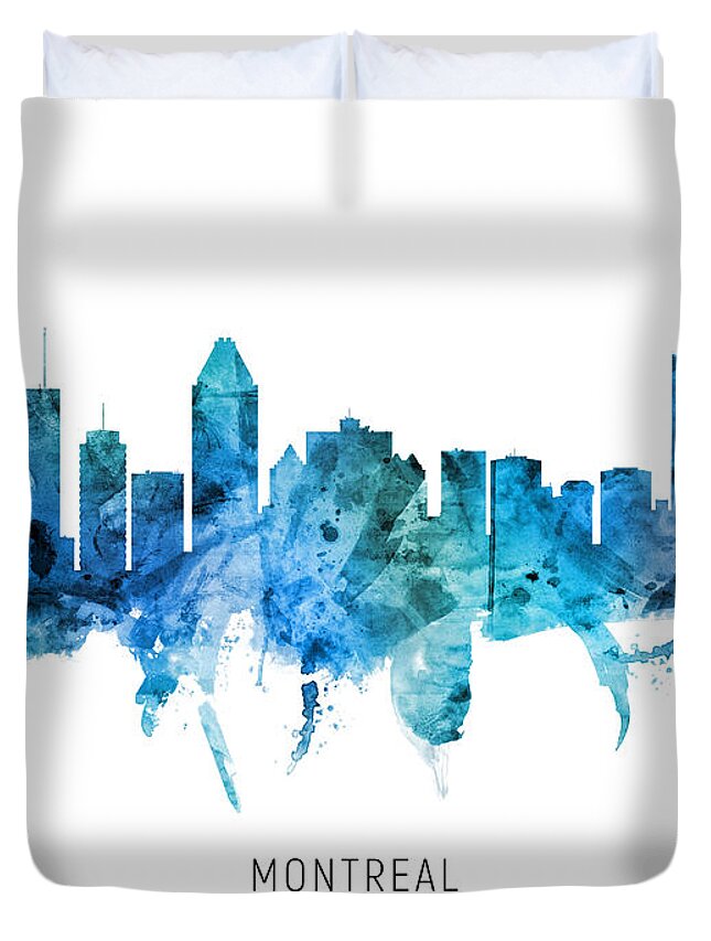 Montreal Duvet Cover featuring the digital art Montreal Canada Skyline by Michael Tompsett