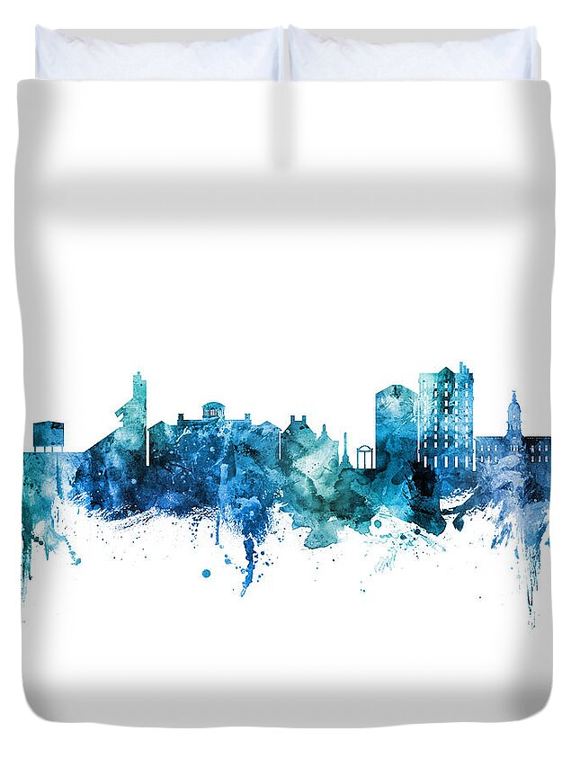 Athens Duvet Cover featuring the digital art Athens Georgia Skyline by Michael Tompsett