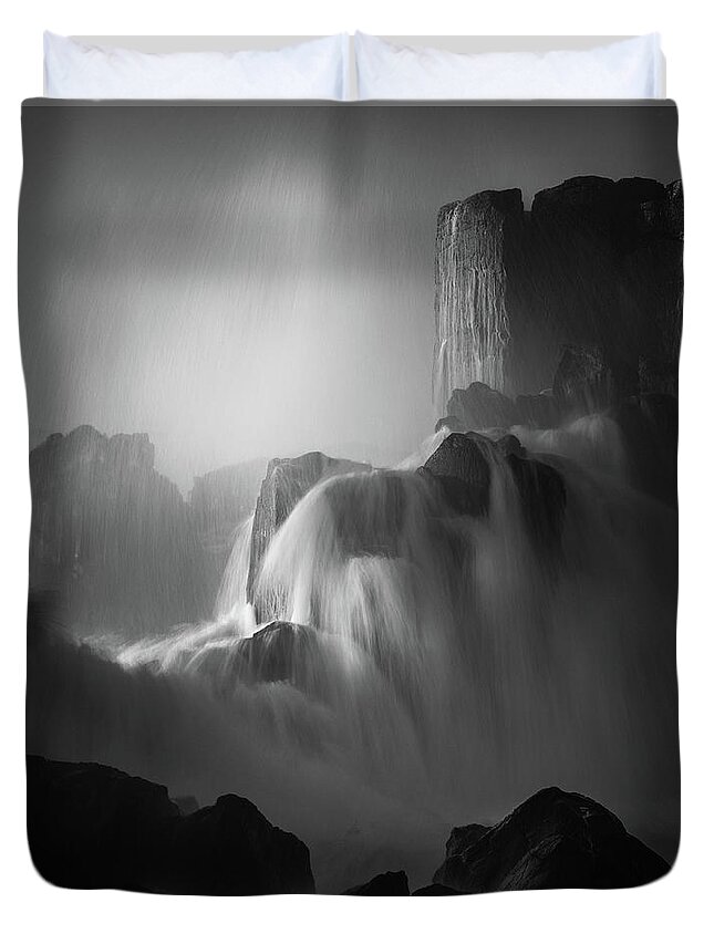 Monochrome Duvet Cover featuring the photograph Bombo by Grant Galbraith