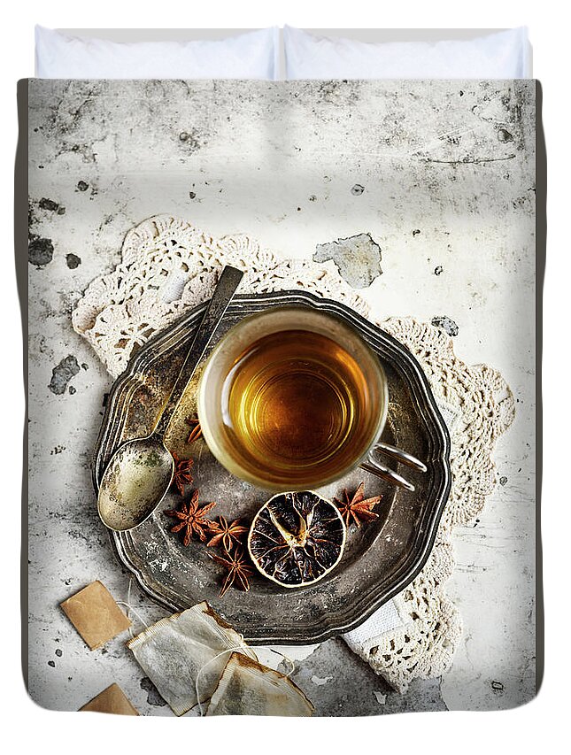 Tea Duvet Cover featuring the photograph Cup of tea #4 by Jelena Jovanovic