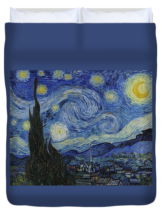 Starry Night Duvet Cover featuring the painting The Starry Night by Vincent Van Gogh