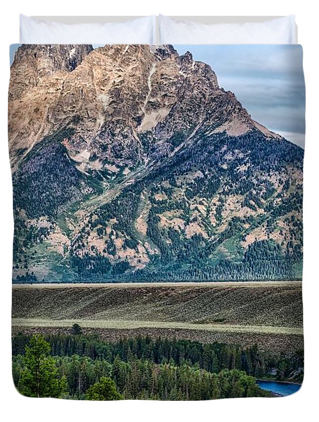 Blue Duvet Cover featuring the photograph Grand Teton National Park Morning In Wyoming #42 by Alex Grichenko