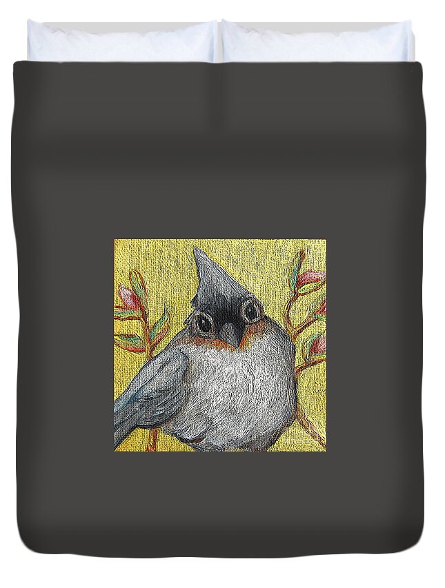 Bird Duvet Cover featuring the painting 45 Titmouse by Victoria Page