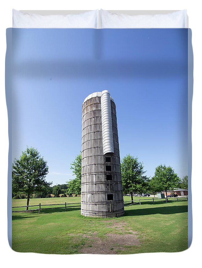 Auburn University Duvet Cover featuring the photograph Farm silo at Auburn University #1 by Eldon McGraw