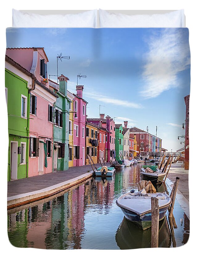 Architecture Duvet Cover featuring the photograph Burano #6 by Maria Heyens