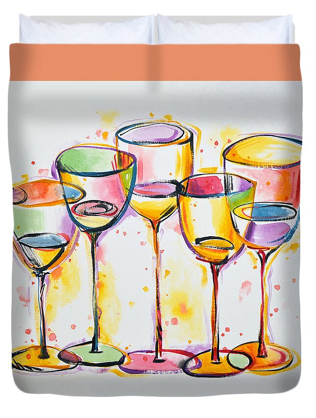 Wine Duvet Cover featuring the painting 5 O'clock by Amy Giacomelli