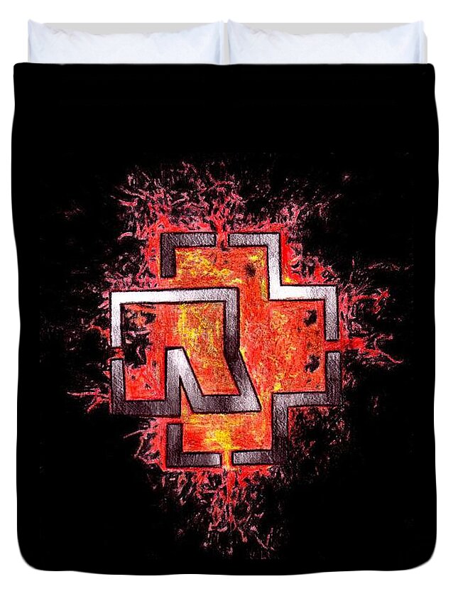Rammstein Logo #5 Duvet Cover by Andras Stracey - Pixels Merch