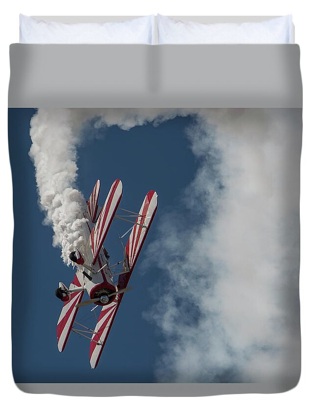 Red Duvet Cover featuring the photograph Red and White Airplane #6 by Carolyn Hutchins