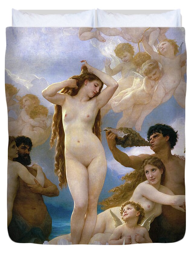 William-adolphe Bouguereau Duvet Cover featuring the painting The Birth of Venus #5 by William-Adolphe Bouguereau
