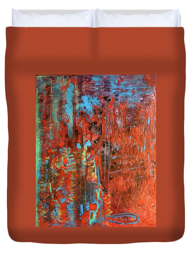 Abstract Duvet Cover featuring the painting Untitled #14 by Karen Lillard