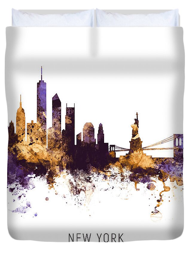 New York Duvet Cover featuring the digital art New York Skyline #51 by Michael Tompsett